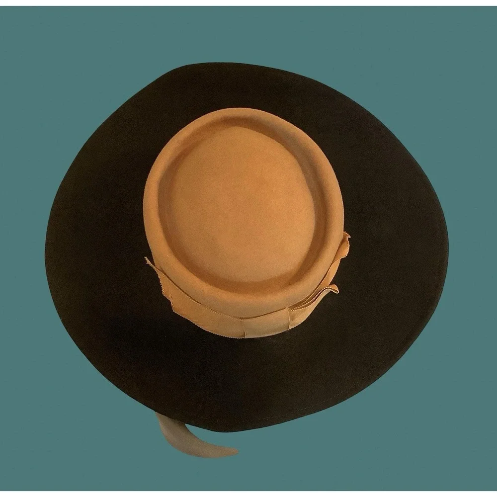 Mr John Womens 100% Wool Hat Black & Tan Vintage Hat Business High Society Hat